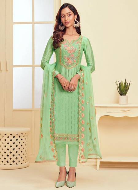 Sea Green Colour ALIZEH MURAD VOL 2 Designer Heavy Festive Wear Georgette Embroidery Work Salwar Suit Collection 2012
